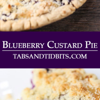 The Blueberry Custard Pie is a divine combination of fresh blueberries in a creamy filling topped with a sweet and buttery streusel topping!