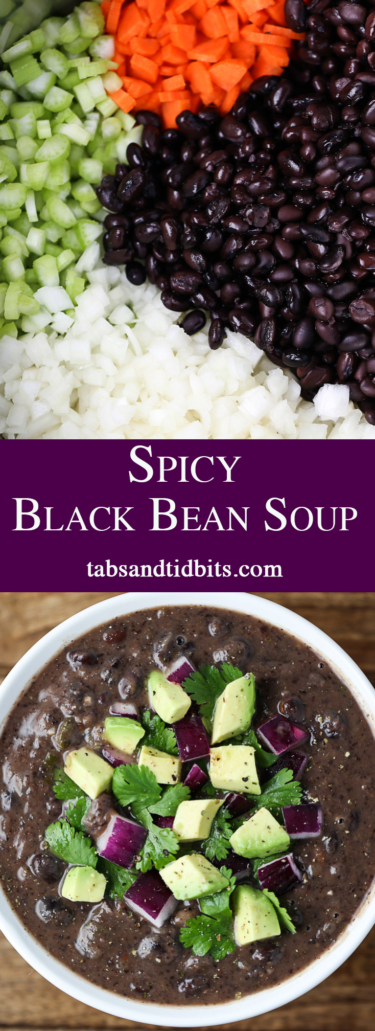 Spicy Black Bean Soup - Spicy & flavorful black bean soup that uses canned black beans, fresh vegetables along with the perfect spices to complete this soup!