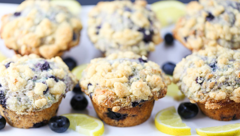 Bakery Style Lemon Blueberry Muffins