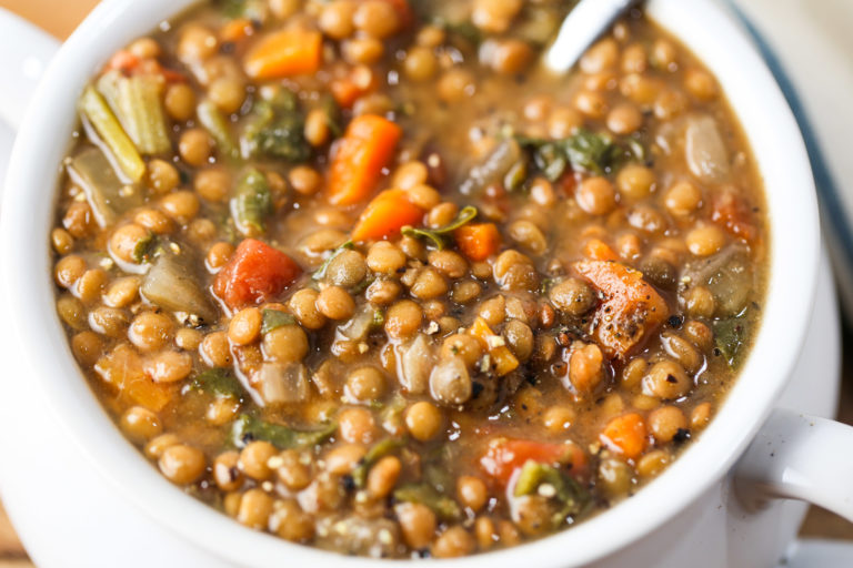 Lentil & Spinach Soup (Slow Cooker Style)