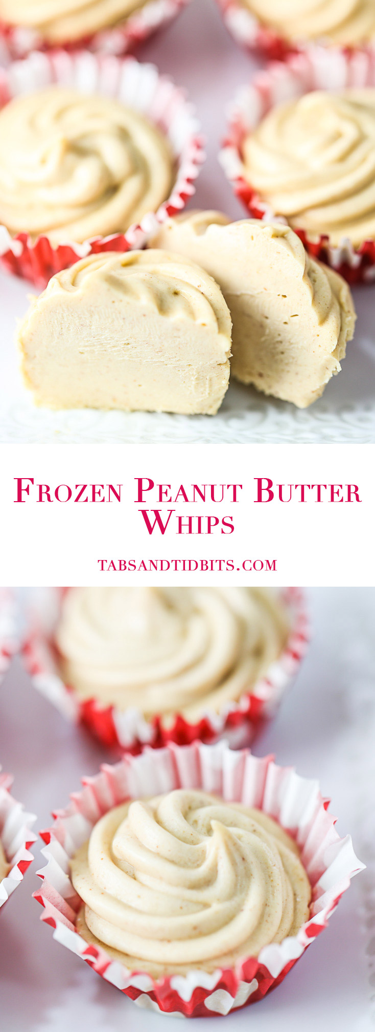 Frozen Peanut Butter Whips - Two-ingredient frozen and creamy peanut butter treats that melt in your mouth.