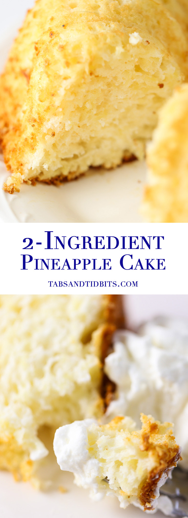 Two Ingredient Pineapple Cake - Just two ingredients create this simple, light, and sweet dessert!