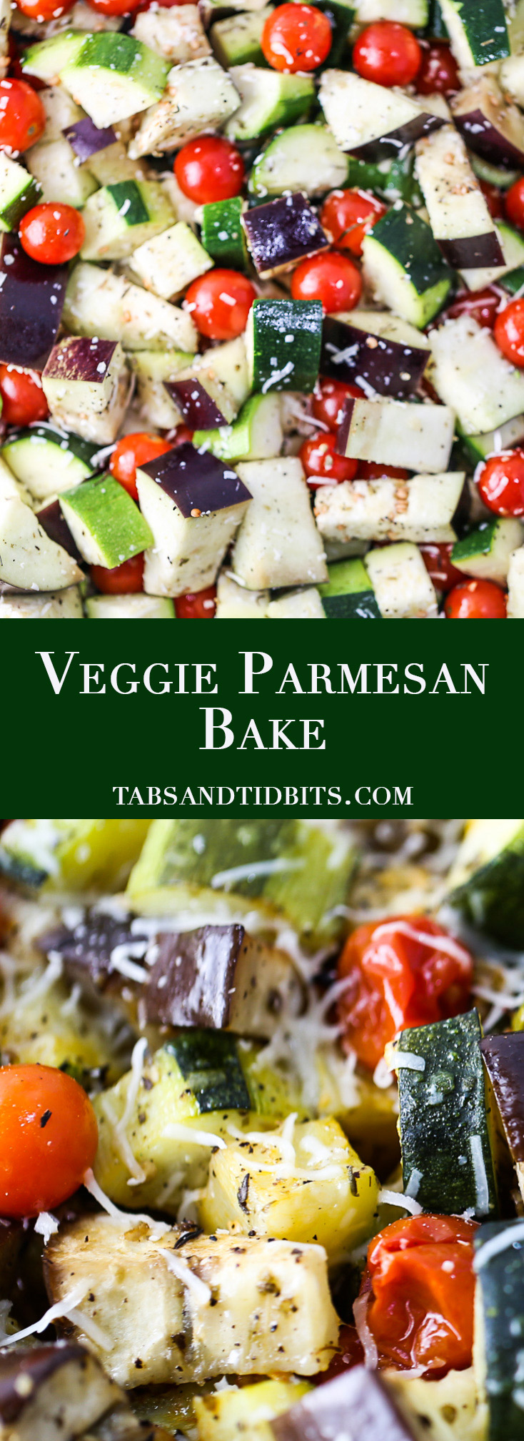 Veggie Parmesan Bake - This Parmesan Veggie Bake is full of savory coated vegetables and sharp parmesan cheese!