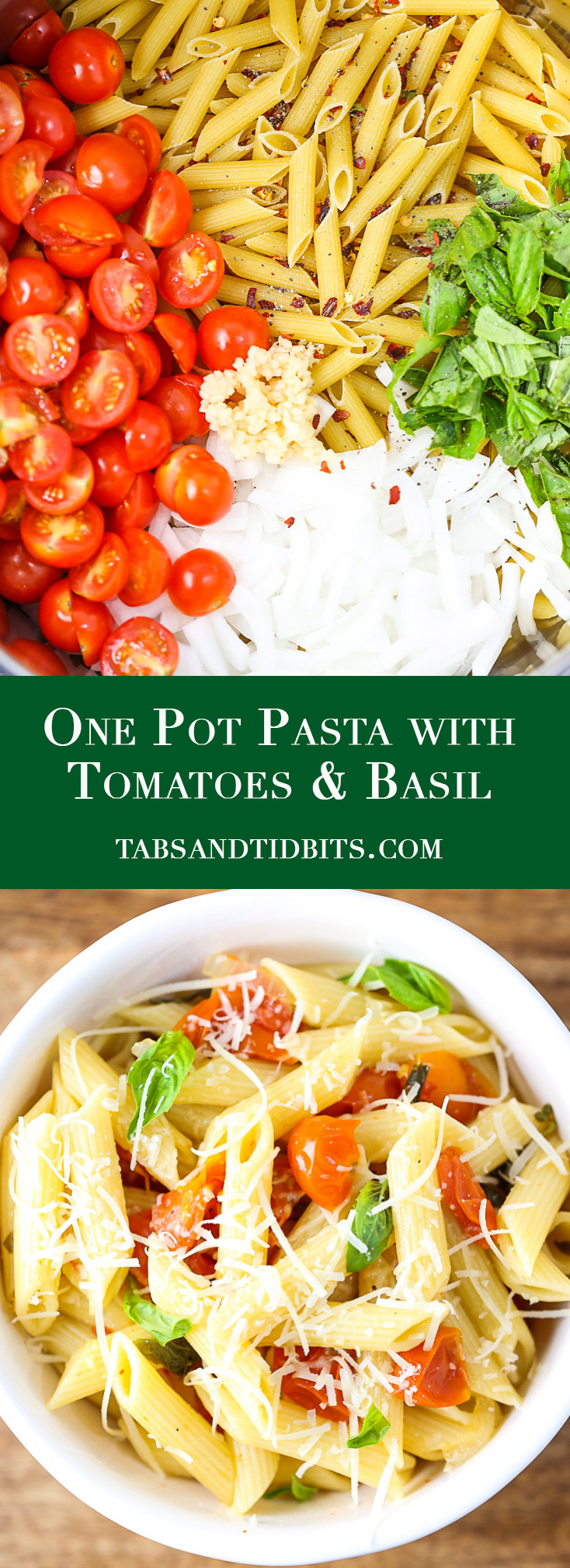 One Pot Pasta with Tomatoes & Basil - A quick and easy dish that cooks the pasta and creates a delicious sauce in one pot!