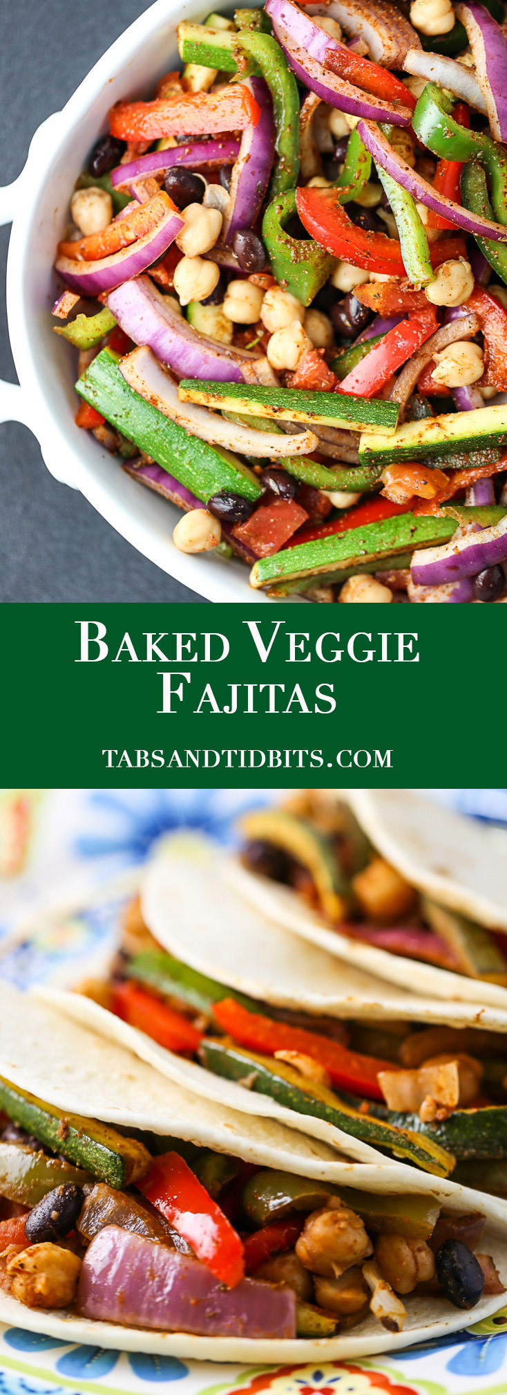 Baked Veggie Fajitas - These veggie-filled fajitas are baked for ease and filled with protein-packed beans to round out this spicy and tasty dish!
