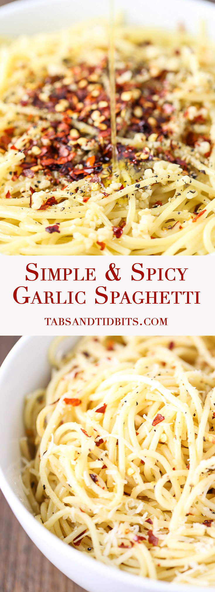 Simple & Spicy Garlic Spaghetti - A quick pasta dish that pleases spicy and garlic lovers alike!