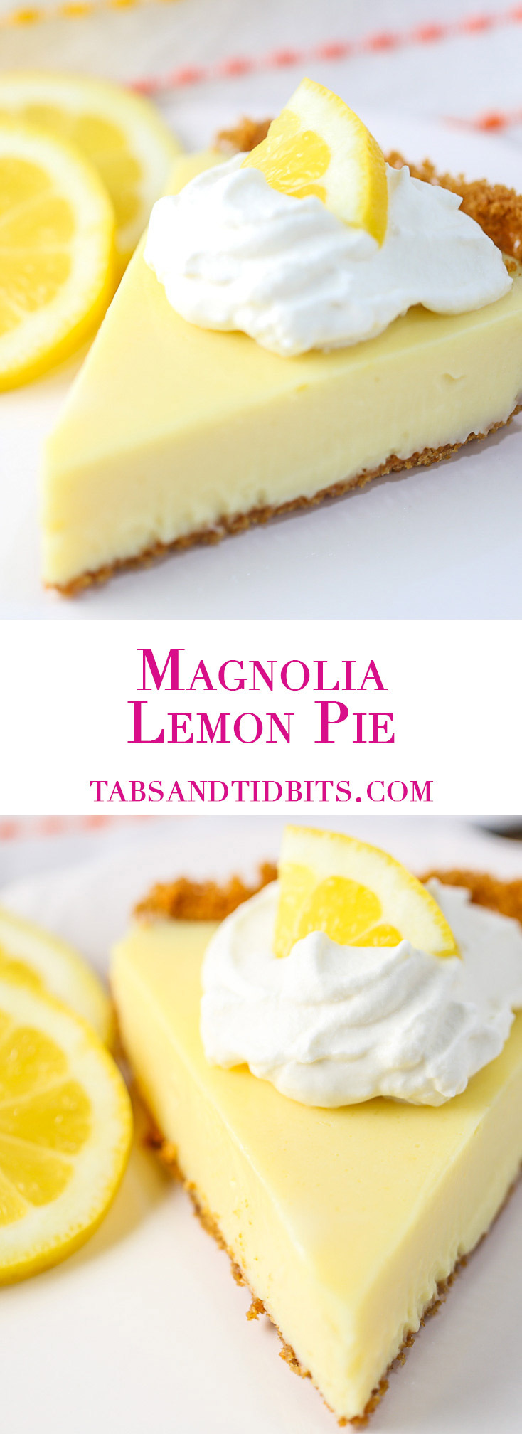 A creamy and sweet lemon pie in a graham cracker crust topped with homemade whipped cream!