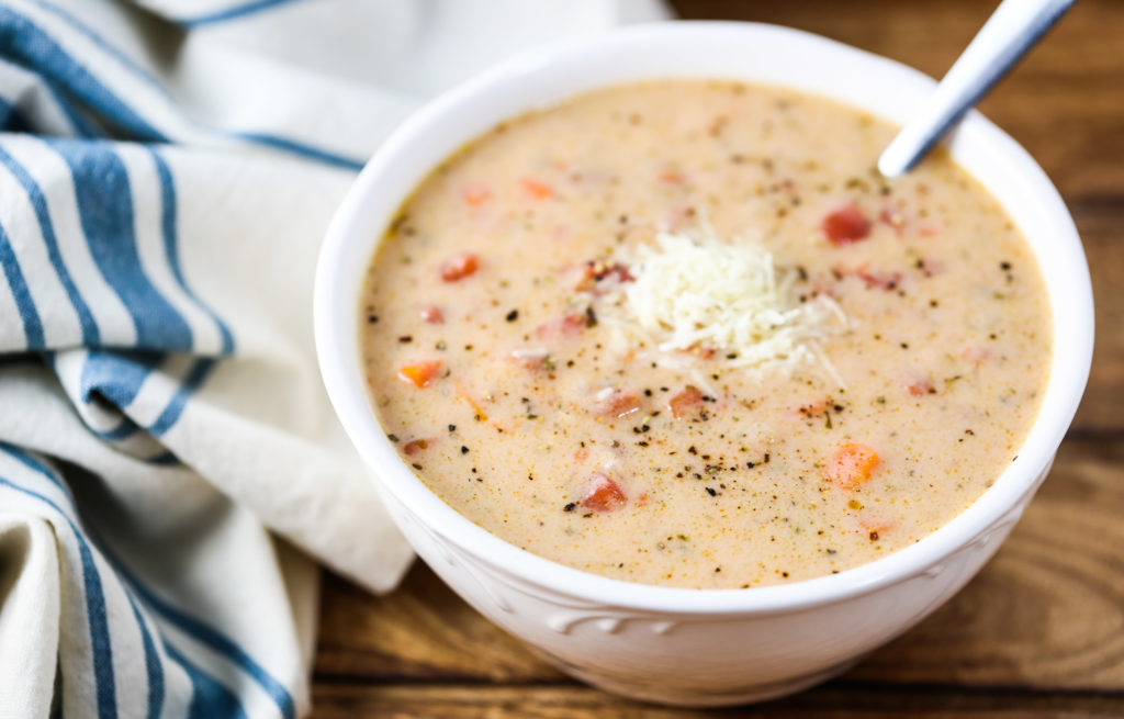 Tomato Basil Parmesan Soup - Tabs & Tidbits