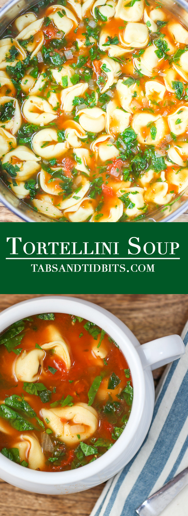 A quick and easy soup filled with tomatoes, fresh tomatoes, and cheese tortellini!