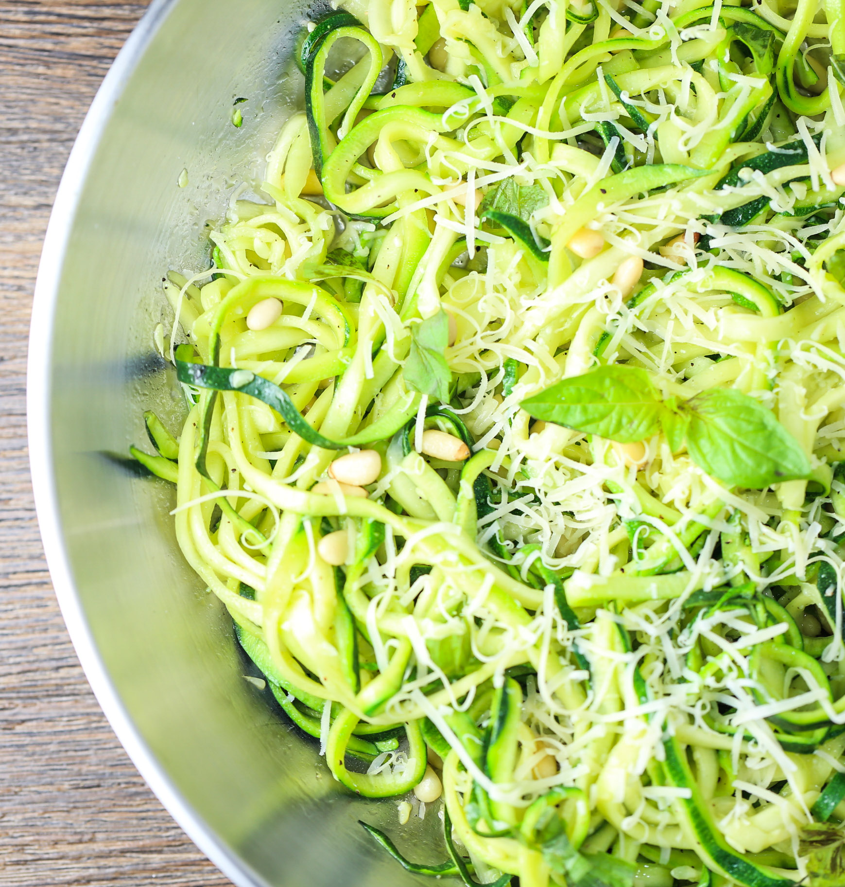 Sauteed Zucchini Noodles with Pine Nuts