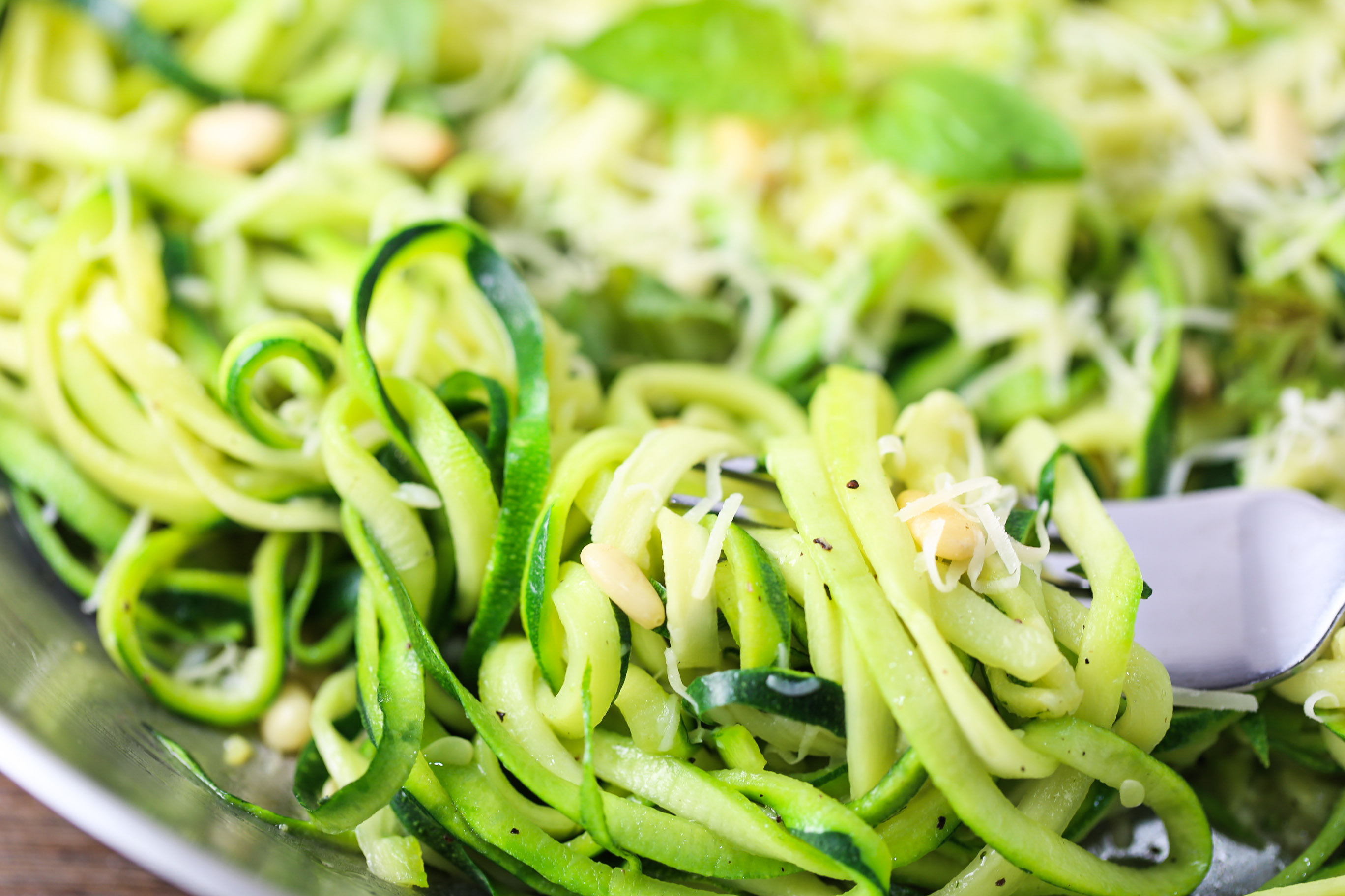 Sauteed Zucchini Noodles with Pine Nuts