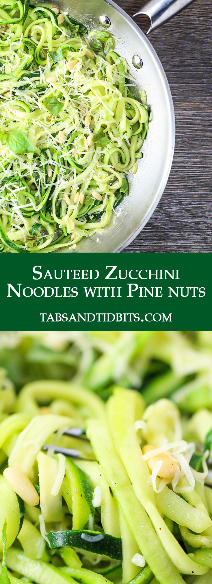 Sauteed Zucchini Noodles with Pine Nuts is a healthy and fast meal for a busy weeknight or anytime you want something healthy and convenient.