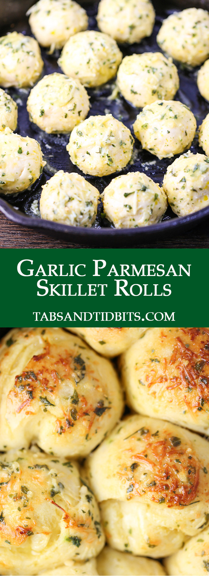 Refrigerated biscuits coated with a buttery garlic herb mix with freshly grated Parmesan cheese!