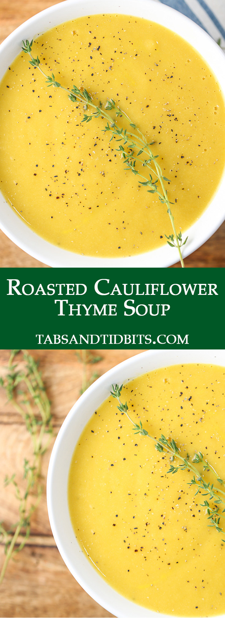 Roasted cauliflower and veggies are pureed into a nutritious and satisfying vegan soup!