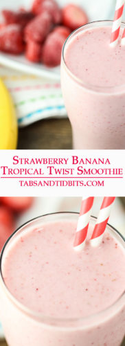 This smoothie is the classic strawberry and banana smoothie with the addition of creamy coconut milk to give deliver a delicious tropical twist!