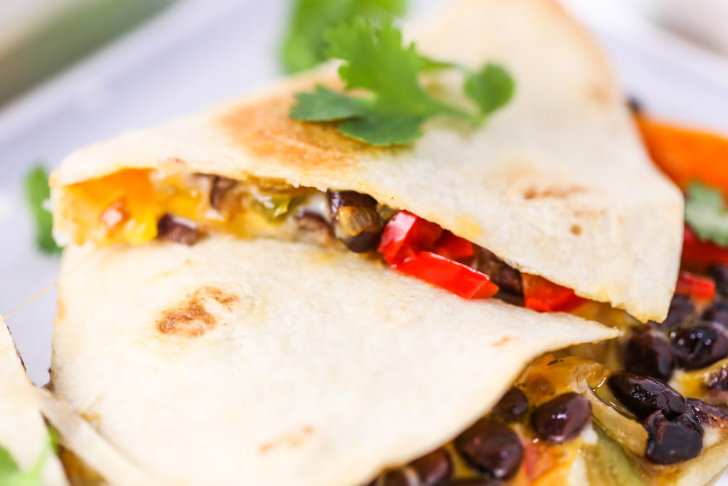 Cheesy Black Bean Veggie Quesadillas - Tabs & Tidbits