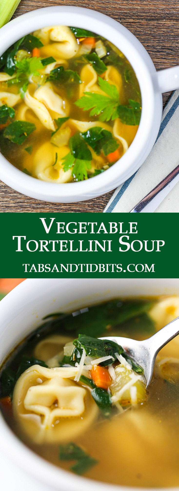 This Vegetable Tortellini is what I call a comforting soothing bowl of soup. Cheese tortellini with carrots, celery, spinach in a warm and soothing vegetable broth!