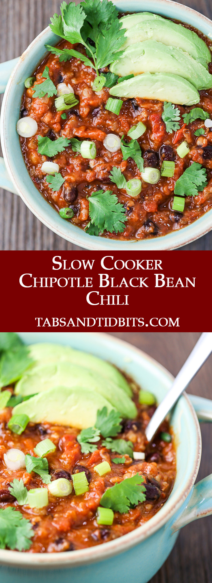 Slow Cooker Chipotle Black Bean Chili - Tabs & Tidbits